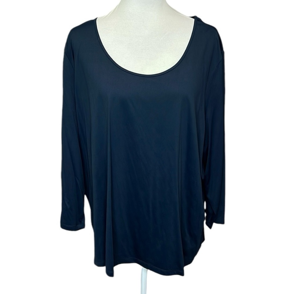 Doncaster Solid Stretchy Blouse Navy
